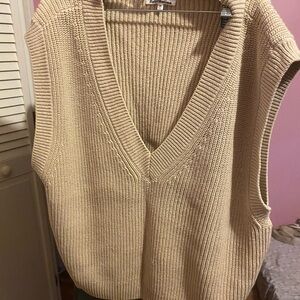 Reformation Beige V-Neck Sweater Vest